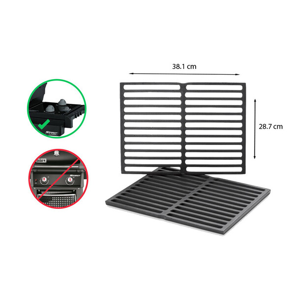 Grilles de cuisson Weber fonte Spirit 200 (boutons tablettes)