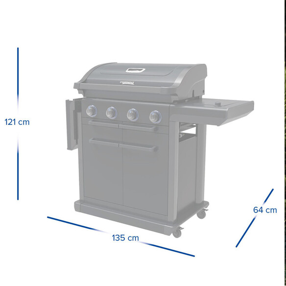 barbecue gaz Onyx Campingaz dimensions couvercle fermé