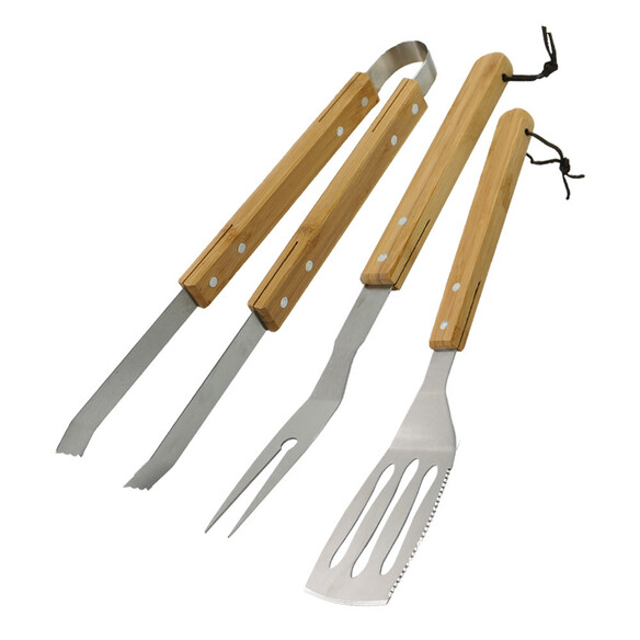 Ensemble d'outils pour barbecue manche en bois (3 pièces)