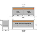 Dimensions plans de travail cuisine extérieure inox Oasi 205C T4 - Planet