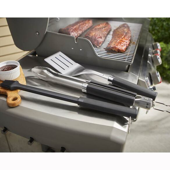 USTENSILES BARBECUE X3 PIECES MANCHE PLASTIQUE