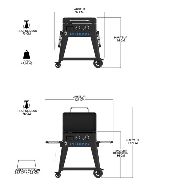 Plancha Gaz Ultimate 2 Brûleurs + Chariot - Pit Boss
