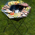 Cuisson sur la plancha du brasero Rila Barbecook