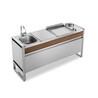 Cuisine extérieure inox plancha gaz 55 Lisse avec réchaud et évier + mitigeur Oasi 183C - Planet