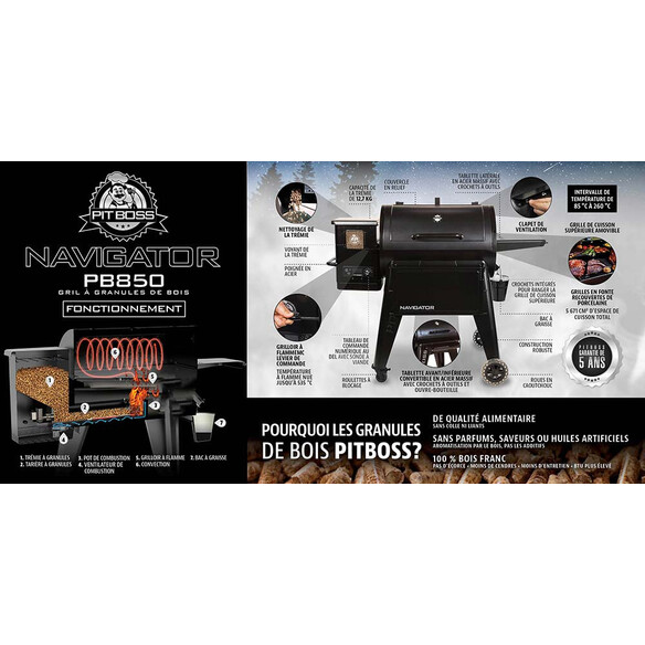 Barbecue à pellets  PitBoss Navigator Noir 850