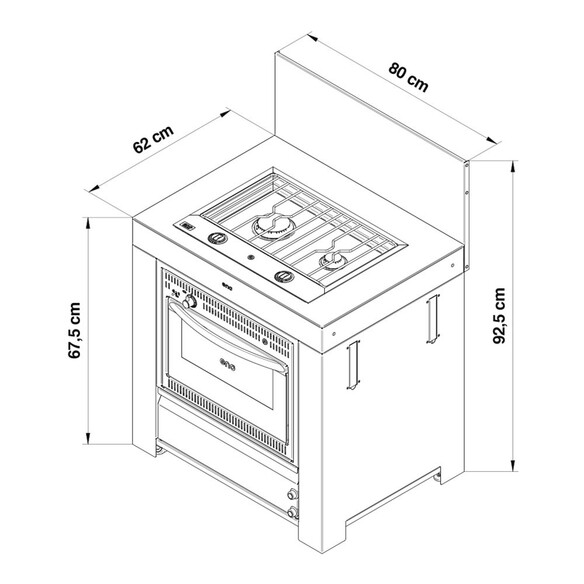 Schéma et dimensions du Modulo Tribu combiné en acier noir - Eno