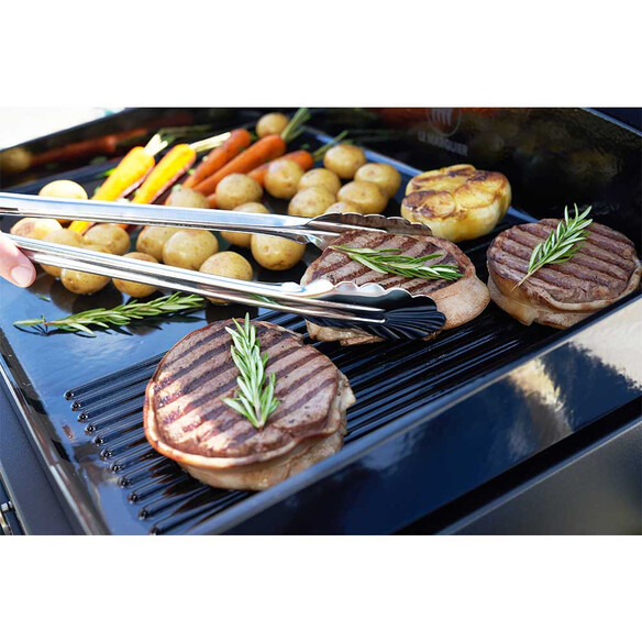 Zoom sur la plaque de cuisson mixte de la Plancha Pure Grill 260