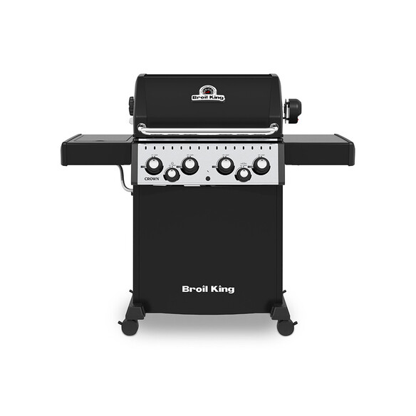 Barbecue Crown 490 rôtissoire + réchaud latéral Broil King vue face fermé