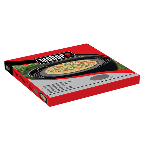 Côté gauche du packaging de la pierre à pizza ronde vitrifiée - Weber