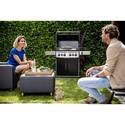 Barbecue Rogue SE 525 noir ouvert ambiance jardin