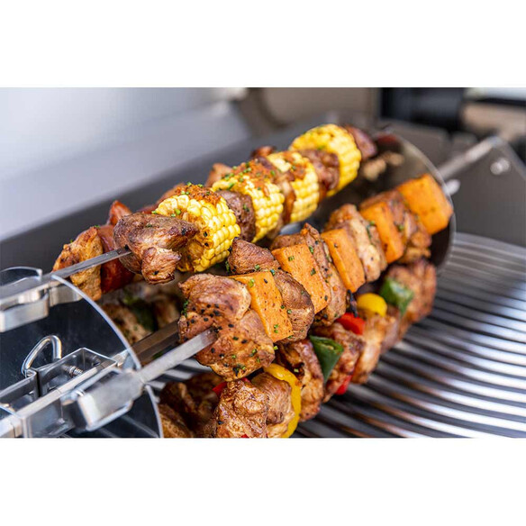 Porte-brochettes en inox (6 brochettes incluses) pour barbecue