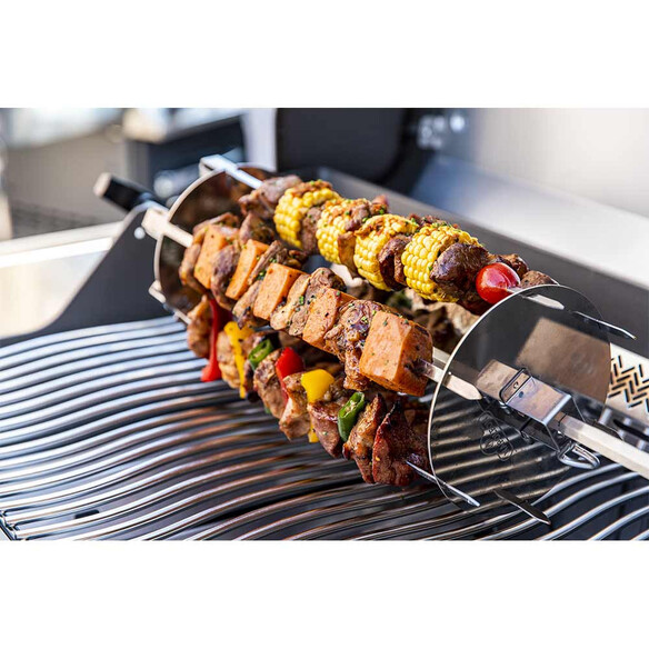 Porte-brochettes en inox (6 brochettes incluses) pour barbecue