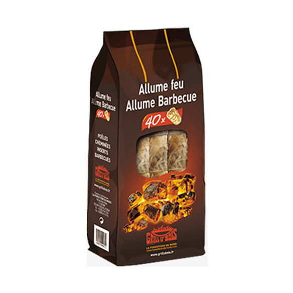 Sachet de 40 allume-feux cire et bois - Grill O'Bois