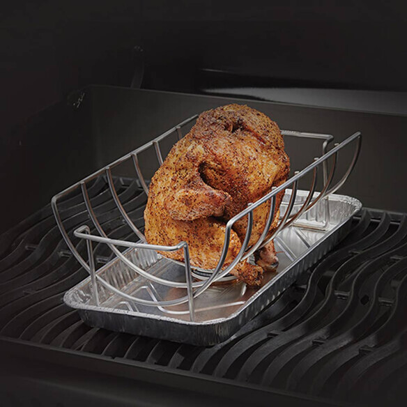 Cuisson d'un poulet façon beer can chicken sur barbecue et support inox - Napoleon