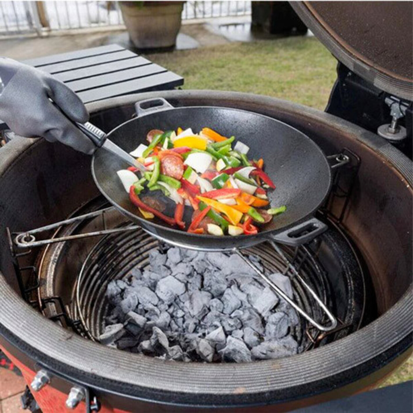 Grille Support Accessoires Kamado Joe Classic - Argent - Pour Bac Égouttoir Et Pierre à Pizza