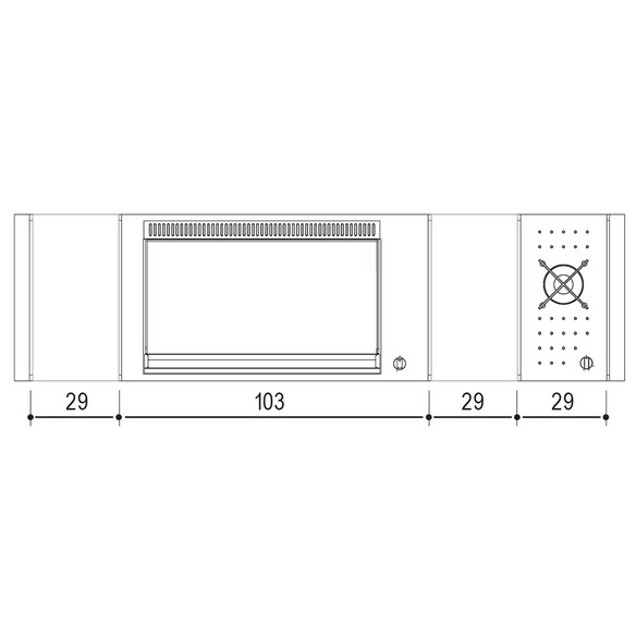 Schéma et dimensions de la table Oasi 205C avec modules encastrés Planet