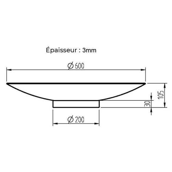 Schéma et dimensions du brasero Corten rond 60 cm - Nordic Flame