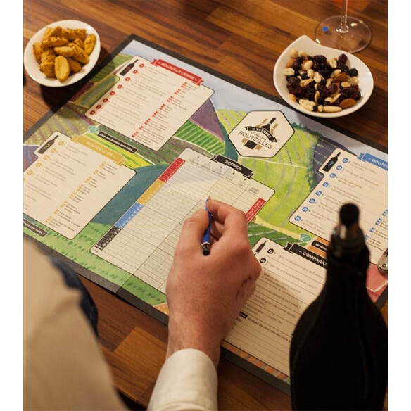 Plateau de jeu dégustation vin blanc Mystères et Bonnes Bouteilles