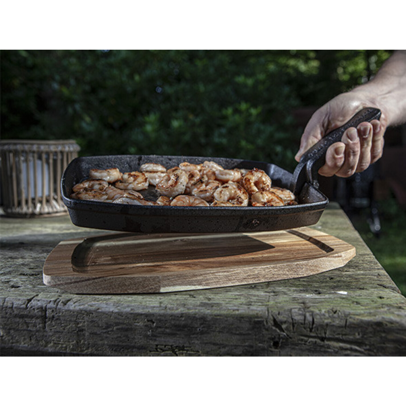 Presse-Viande En Fonte GFTIME 21x11cm 1kg - Avec Poignée Bois - Idéal Barbecue