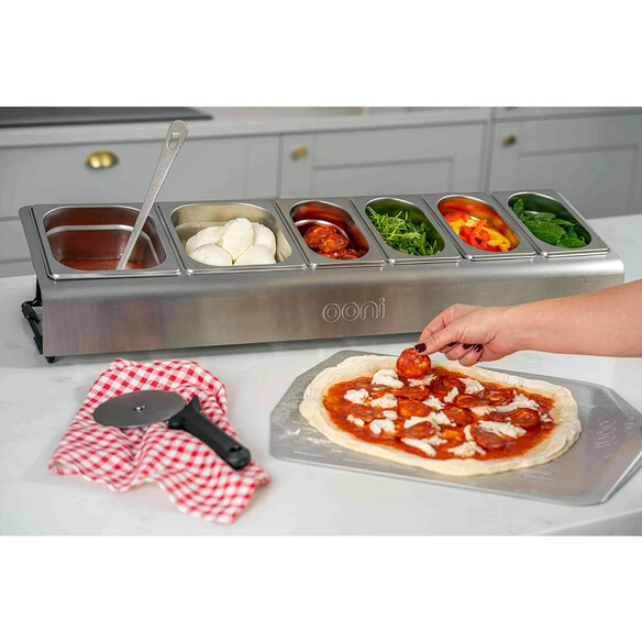 Saladette Ooni inox support + 6 bacs pour garniture à pizza