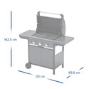Dimensions du capot ouvert et des tablettes dépliées du Barbecue gaz Select 3 LX Plus Campingaz