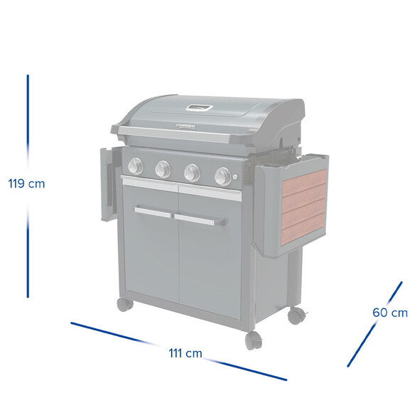 Dimensions du Premium 4W Campingaz avec couvercle et tablettes fermées