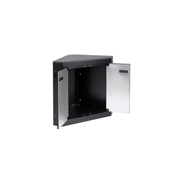 Meuble d’angle Char Broil Ultimate avec portes ouvertes