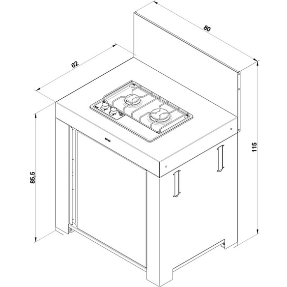 Schéma et dimensions du Modulo Master ENO gris cargo et noir