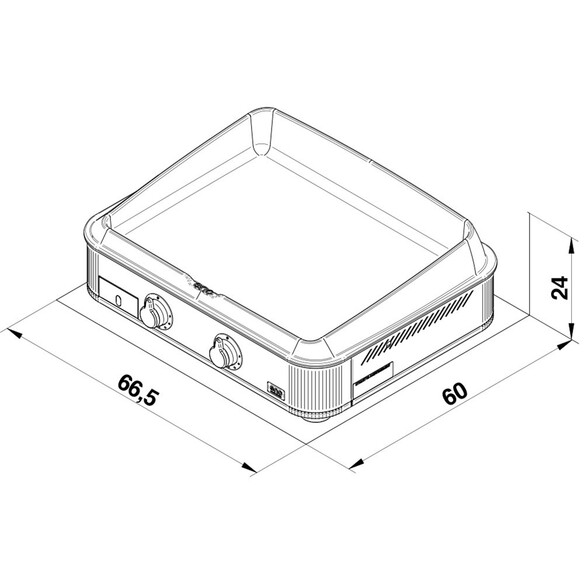 Schéma et dimensions de la plancha gaz Enosign 65 ENO