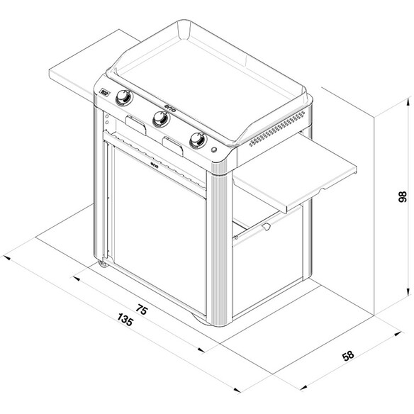 Schéma et dimensions du chariot Fusion 75 gris cargo ENO