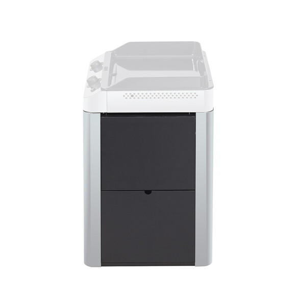 Vue sur le côté droit du chariot Fusion 60 en inox marin et acier galvanisé noir - ENO