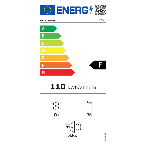 Fiche de la classe énergétique du frigo 75 l pour modulo Félix ENO