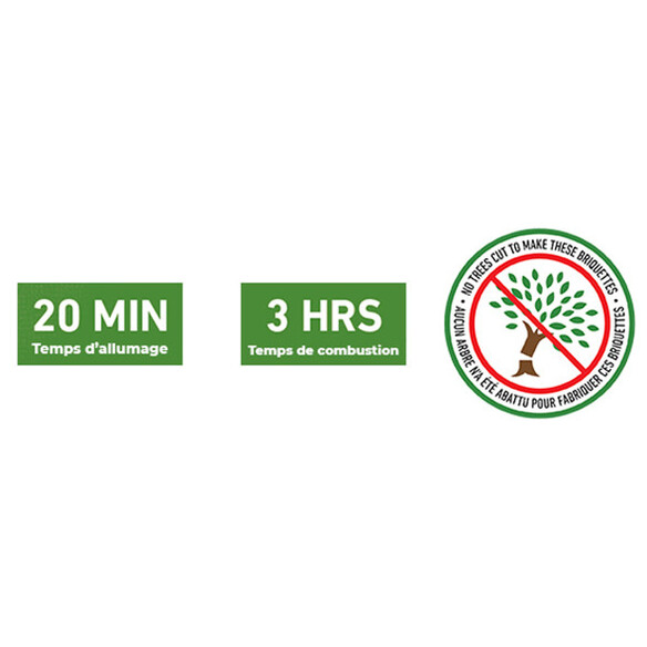 Caractéristiques des briquettes de coques de noix de coco Weber 4 kg