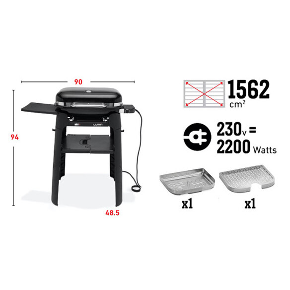 Caractéristiques du barbecue électrique Weber LUMIN Stand