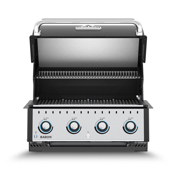 Barbecue encastrable Baron 420 Broil King avec couvercle ouvert