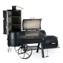 Barbecue fumoir Chuckwagon 24 avec couvercles ouverts