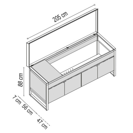 Schéma et dimensions de la table Oasi 205C Planet