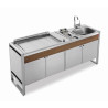 Cuisine extérieure inox avec Plancha gaz 80 lisse + Evier + mitigeur + Friteuse - Planet