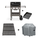 Pack barbecue gaz Spirit II E-310 Weber avec plancha, housse et grille Pack barbecue gaz Spirit II E-310 Weber avec plancha, housse et grille