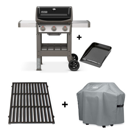 Pack barbecue gaz Spirit II E-310 Weber avec plancha, housse et grille