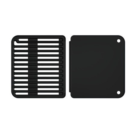 Surface mi-grille et mi-plancha en fonte émaillée du Compact 3 LX Plus