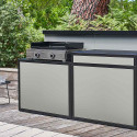 Meuble desserte avec plancha Modern 75 inox relié à meuble plan de travail Forge Adour
