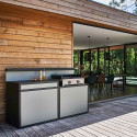 2 meubles Forge Adour avec plancha Modern 60 inox sur terrasse en bois