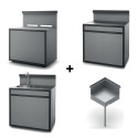 Pack 4 modules Forge Adour cuisine extérieure en acier gris et noir