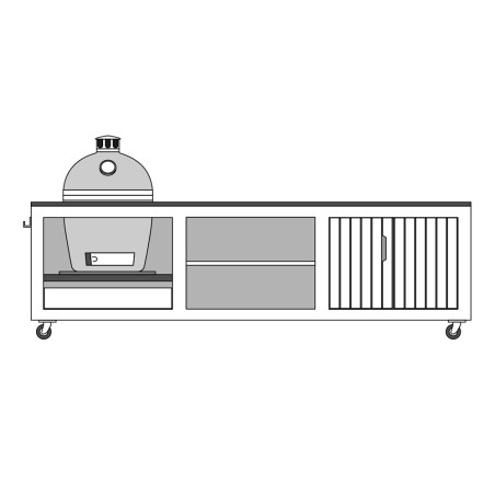 Schéma d'une cuisine Lulu La Nantaise avec kamado encastré - Les Tontons Grilleurs