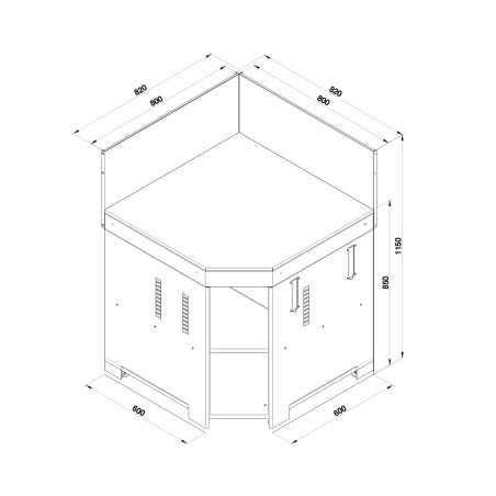 Dimensions module d'angle acier gris ENO