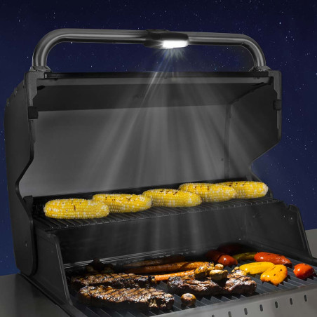 Lumière LED pour barbecue Broik King éclairant la surface de cuisson