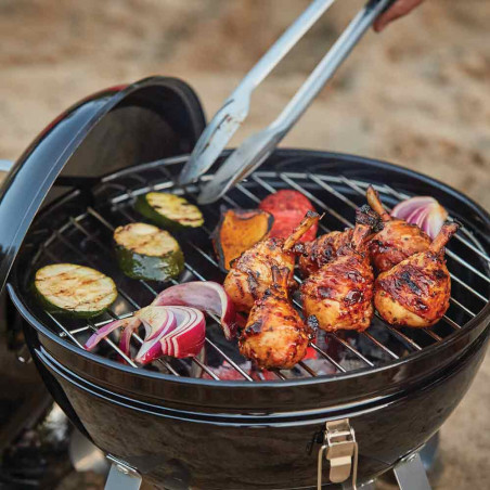 Barbecue charbon de bois en acier émaillé et fumoir 4 en 1