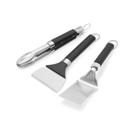 Pince, spatule et grattoir en inox pour plancha Weber