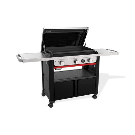 Plancha gaz Premium Slate GPD 76 cm sur chariot Weber surface de cuisson